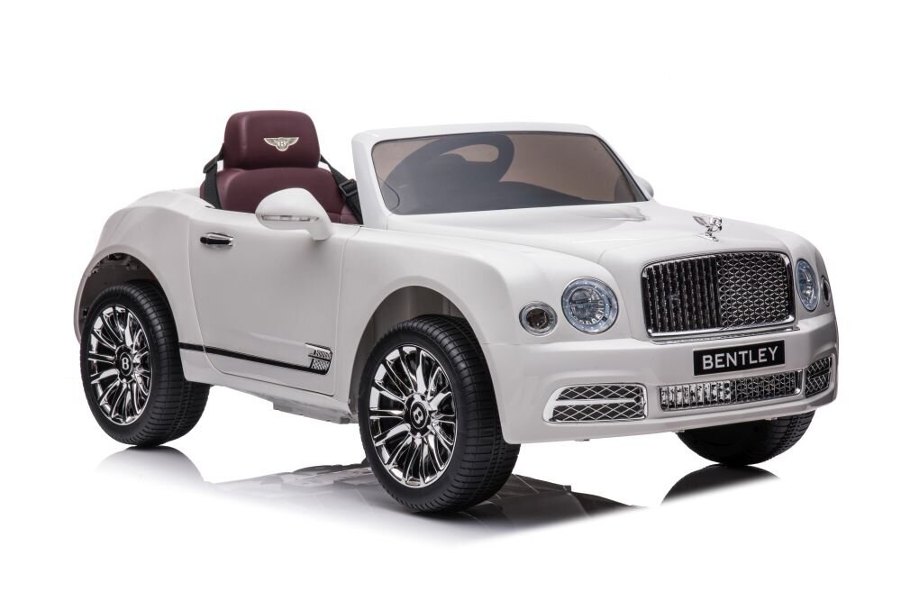Vienvietis vaikiškas elektromobilis Aosom Bentley Mulsanne, baltas kaina ir informacija | Elektromobiliai vaikams | pigu.lt