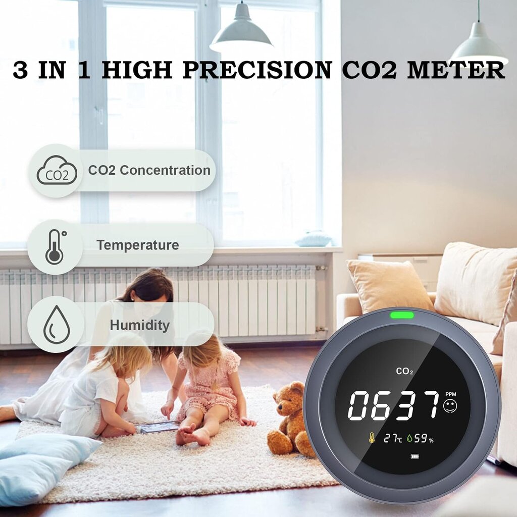 Protmex PTH-5 CO2 monitorius, trys viename цена и информация | Meteorologinės stotelės, termometrai | pigu.lt