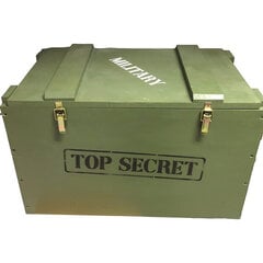Военный деревянный сундук 74x45x45 см - военный деревянный сундук цвет зеленый Совершенно секретно цена и информация | Ящики для вещей | pigu.lt