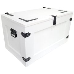 Деревянный ящик на колесах и крышке белого цвета 80x47x45 см деревянный багажник цена и информация | Тумба с ящиками Versa | pigu.lt