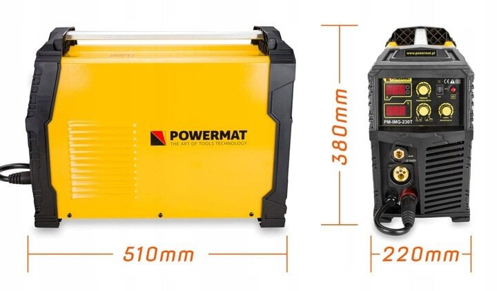 Suvirinimo inverteris su priedais Powermat PM-IMG-230T, MIG/MAG/MMA/TIG, 230A kaina ir informacija | Suvirinimo aparatai, lituokliai | pigu.lt