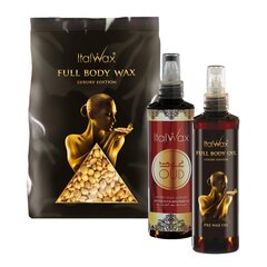 Kosmetikos rinkinys depiliacijai ItalWax: karštos plėvelės vaškas, 1000 g + aliejus prieš depiliaciją, 250 ml + losjonas po depiliacijos, 250 ml kaina ir informacija | Depiliacijos priemonės | pigu.lt