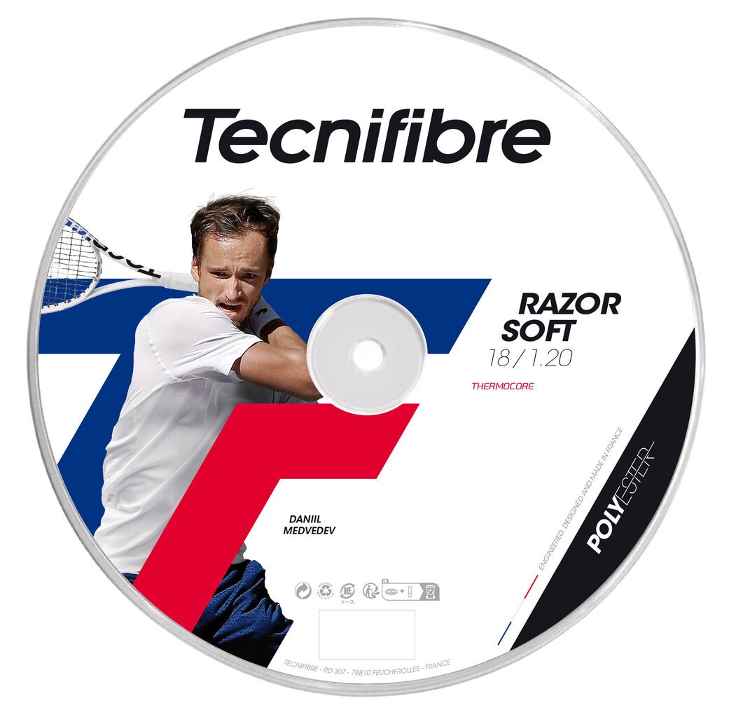 Teniso rakečių stygos Tecnifibre Razor Soft, juodos цена и информация | Lauko teniso prekės | pigu.lt