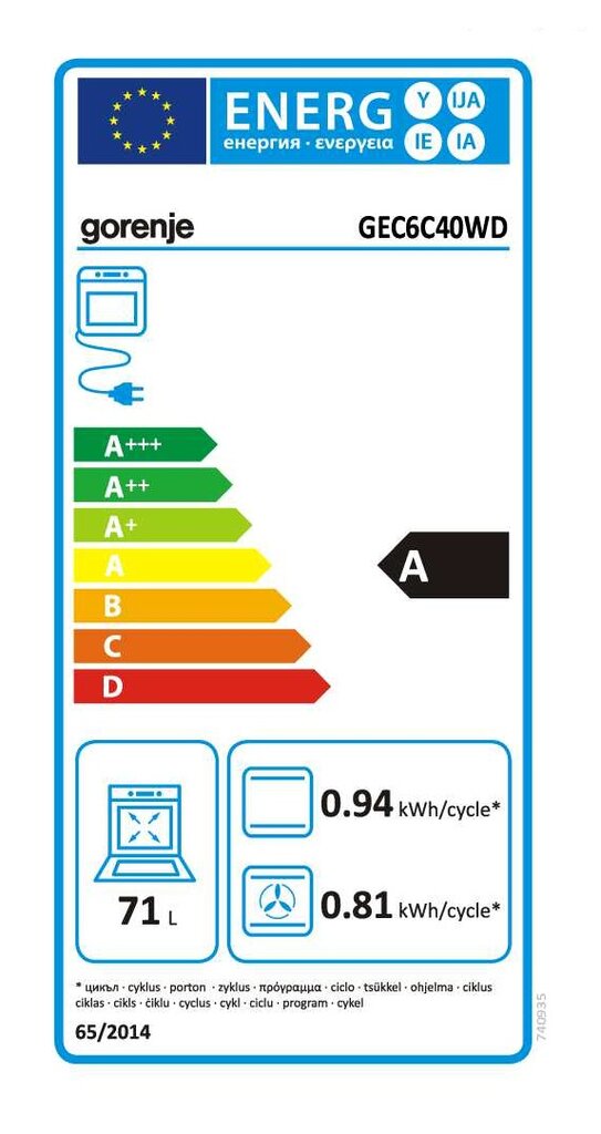 Gorenje GEC6C 40 WD kaina ir informacija | Elektrinės viryklės | pigu.lt