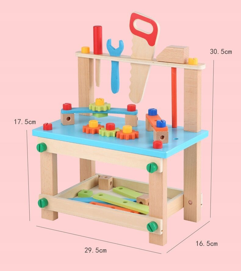Medinės dirbtuvės su įrankių rinkiniu vaikams kaina ir informacija | Žaislai berniukams | pigu.lt
