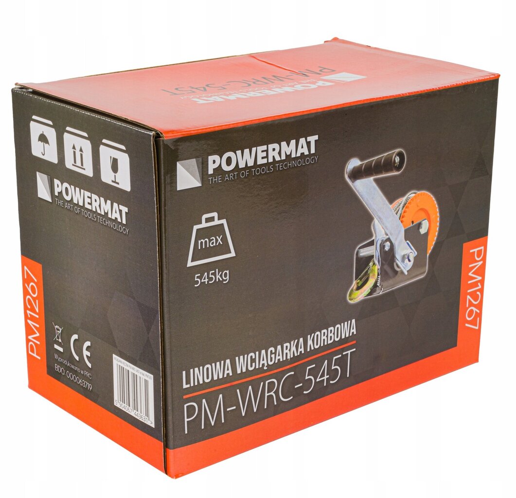 Rankinė traukimo gervė su lynu Powermat PM-WRC-545T, 1 vnt. kaina ir informacija | Auto reikmenys | pigu.lt