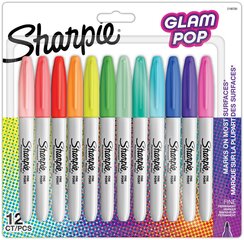Permanentiniai žymekliai Sharpie Fine Glam Pop, 12 spalvų kaina ir informacija | Rašymo priemonės | pigu.lt