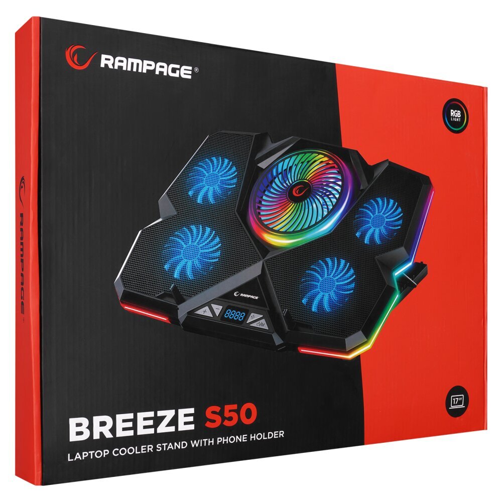 Rampage Breeze S50 RGB цена и информация | Kompiuterių aušinimo ir kiti priedai | pigu.lt