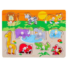 деревянный пазл - зоопарк, 10 деталей цена и информация | Игрушки для малышей | pigu.lt