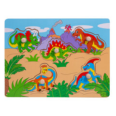 деревянный пазл - динозавры, 5 деталей цена и информация | Игрушки для малышей | pigu.lt