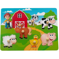 Medinė dėlionė Smily Play Ūkis, 7 d. kaina ir informacija | Žaislai kūdikiams | pigu.lt