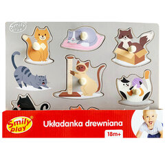 деревянный пазл - кошки, 9 деталей цена и информация | Игрушки для малышей | pigu.lt