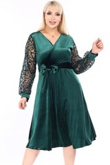 Зеленое велюровое платье F4018-ZA-44/46 цена и информация | Платья | pigu.lt