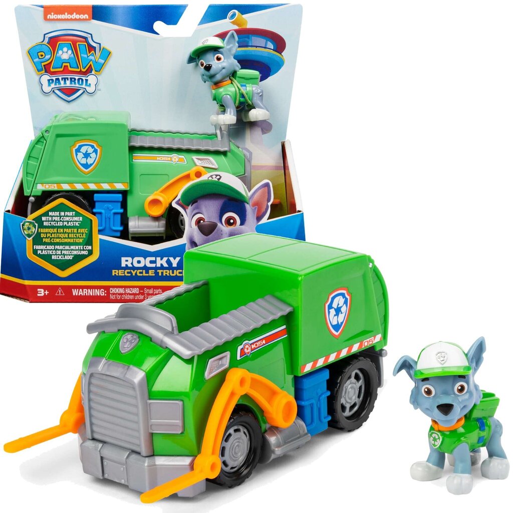 Žaislinė šiukšliavežė Paw Patrol (Šunyčiai Patruliai) 2in1 su Rocky figūrėle Nickelodeon kaina ir informacija | Žaislai berniukams | pigu.lt