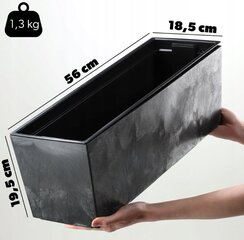 Горшок/корыто Kadax 56 x 18,5 x 19,5 см, черный цена и информация | Вазоны | pigu.lt