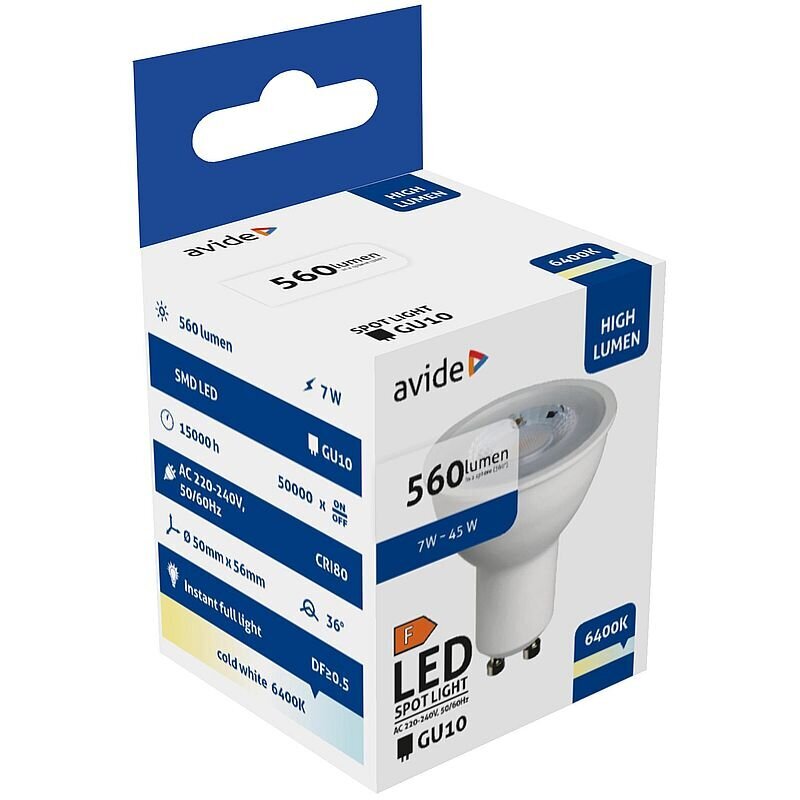 LED lemputė Avide 7W GU10 36° 6400K цена и информация | Elektros lemputės | pigu.lt