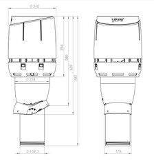 Izoliuotas kanalizacijos vėdinimo vamzdis su gauptu Vilpe Flow 160P/IS/500, juoda, D160/H500 mm kaina ir informacija | Oro reguliavimo įrangos priedai | pigu.lt