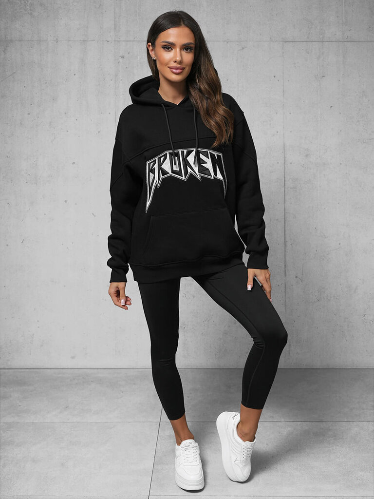 Moteriškas juodas džemperis Broken kaina ir informacija | Džemperiai moterims | pigu.lt