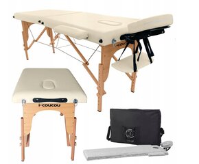 Sulankstomas masažo stalas, 185cm, baltas kaina ir informacija | Masažo reikmenys | pigu.lt