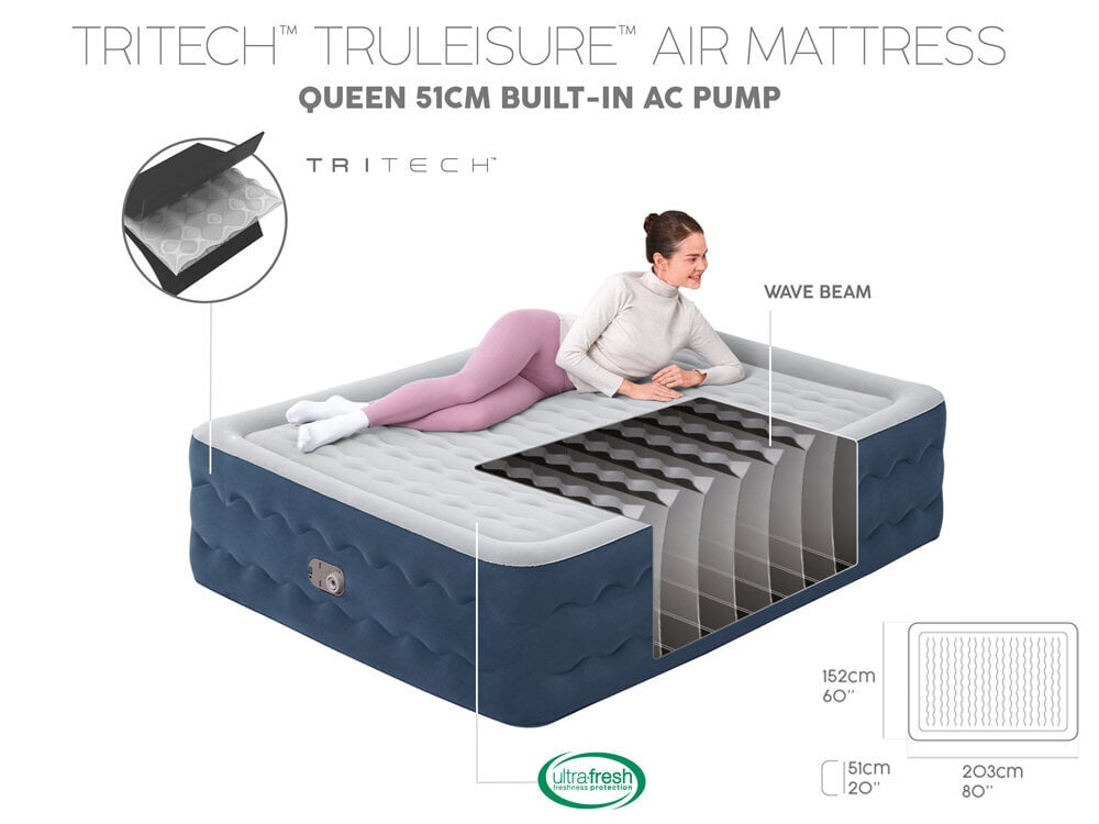 Čiūžinys Bestway Tritech Air Mattress King, 203x152x51 cm kaina ir informacija | Pripučiami čiužiniai ir baldai | pigu.lt