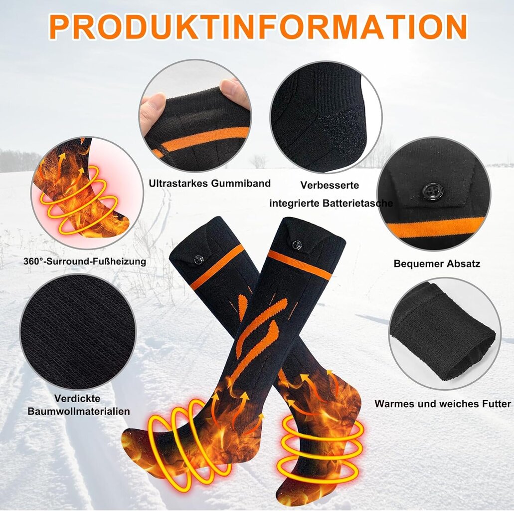 Šildomos kojinės vyrams InnoGear, juodos kaina ir informacija | Vyriškos kojinės | pigu.lt