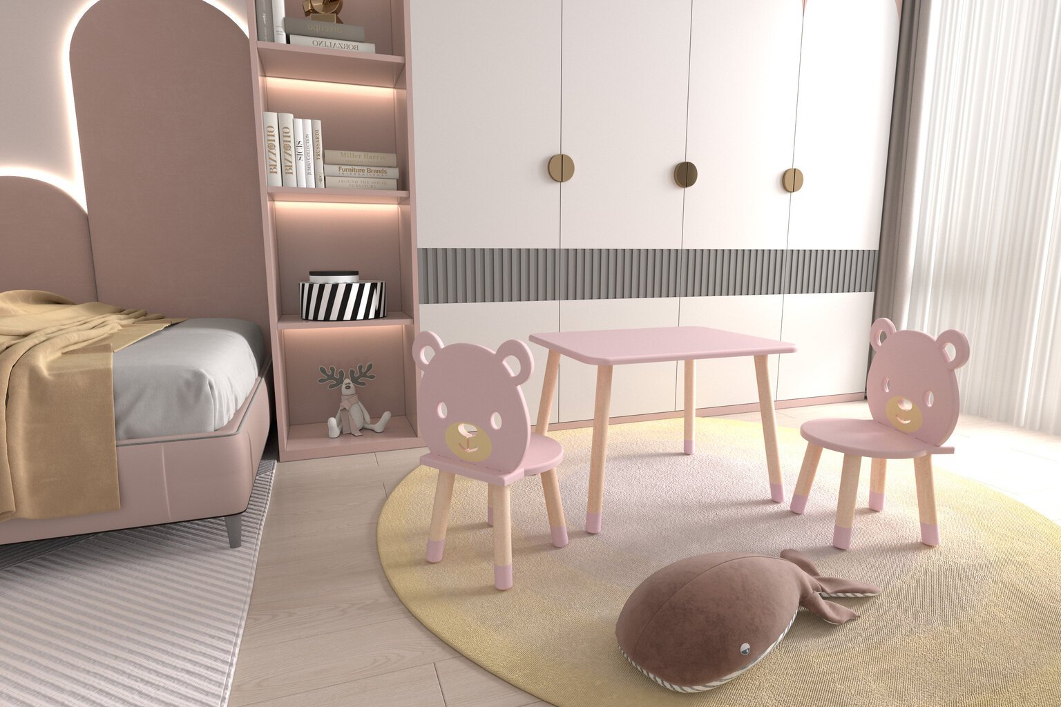3-ių dalių vaikiškų baldų komplektas Dekormanda, rožinis цена и информация | Vaikiškos kėdutės ir staliukai | pigu.lt