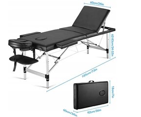 Sulankstomas masažinis stalas, juodas kaina ir informacija | Masažo reikmenys | pigu.lt