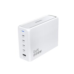 Dudao A228EU GaN charger 1x USB-A 4x USB-C PD 228W - white цена и информация | Зарядные устройства для телефонов | pigu.lt