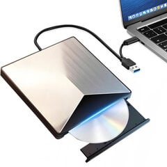 Išorinis CD/DVD įrašomasis įrenginys USB 3.0 USB-C aliumininėje dėžutėje цена и информация | Жёсткие диски (SSD, HDD) | pigu.lt