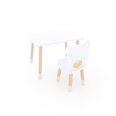 Детский стол и стул в виде мишки, стол белый 65х50см
