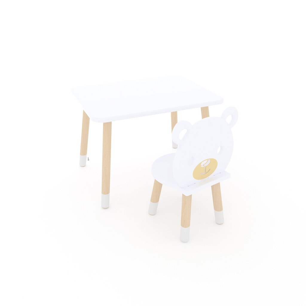 2-ių dalių vaikiškų baldų komplektas Dekormanda, baltas/rudas цена и информация | Vaikiškos kėdutės ir staliukai | pigu.lt