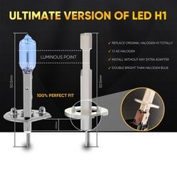 H1 светодиодные лампы 9V-16V CANBUS 3000lm 2 шт цена и информация | Фары | pigu.lt