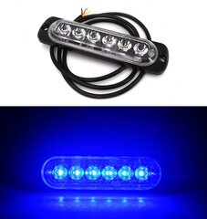 Žibintas, stroboskopinis 6 LED 12V-24V, mėlynos spalvos kaina ir informacija | Auto reikmenys | pigu.lt