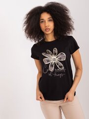 Marškinėliai moterims 457567110, juodi цена и информация | Женские футболки | pigu.lt