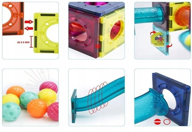 Interaktyvus konstrukcinis žaidimas su magnetinėmis plytelėmis, 75 vnt. цена и информация | Lavinamieji žaislai | pigu.lt