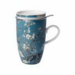 Arbatos puodelis su dangteliu ir sieteliu Vincentas van Goghas - Migdolų medžio mėlyna, 1 vnt. kaina ir informacija | Originalūs puodeliai | pigu.lt