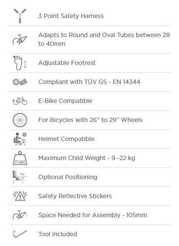 Galinė dviračio kėdutė vaikams Polisport Joy 29", šviesiai pilka kaina ir informacija | Dviračių kėdutės vaikams | pigu.lt