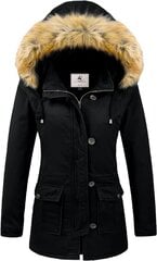 Женское зимнее пальто Uoiuxc, ветрозащитная куртка-парка, чёрная цена и информация | Женские куртки | pigu.lt