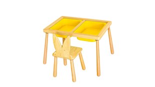 Vaikiškas stalas su kėde Kalune Design, 74x53x52 cm, geltonas kaina ir informacija | Vaikiškos kėdutės ir staliukai | pigu.lt