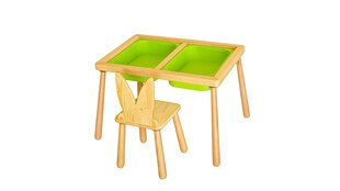 Vaikiškas stalas su kėde Kalune Design, 74x53x52 cm, žalias kaina ir informacija | Vaikiškos kėdutės ir staliukai | pigu.lt