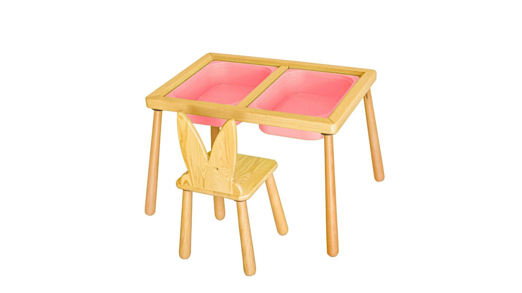 Vaikiškas stalas su kėde Kalune Design, 74x53x52 cm, rožinis kaina ir informacija | Vaikiškos kėdutės ir staliukai | pigu.lt