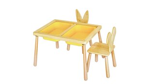 Vaikiškas stalas su kėdėmis Kalune Design, 74x53x52 cm, geltonas kaina ir informacija | Vaikiškos kėdutės ir staliukai | pigu.lt