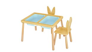 Vaikiškas stalas su kėdėmis Kalune Design, 74x53x52 cm, mėlynas kaina ir informacija | Vaikiškos kėdutės ir staliukai | pigu.lt