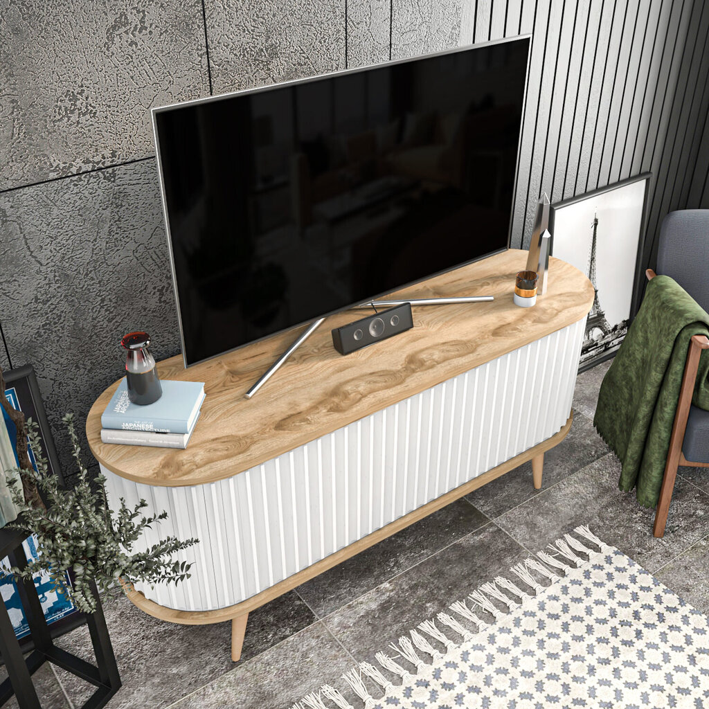 TV staliukas Kalune Design Stor, rudas/baltas kaina ir informacija | TV staliukai | pigu.lt