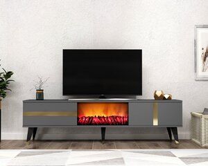 TV stalas Vania Fireplace - Anthracite, Gold kaina ir informacija | TV staliukai | pigu.lt