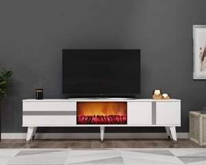 TV stalas Vania Fireplace - White, Silver цена и информация | Тумбы под телевизор | pigu.lt