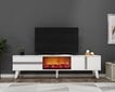 TV stalas Vania Fireplace, 150x50x30cm, Baltas, Sidabrinis kaina ir informacija | TV staliukai | pigu.lt