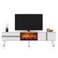 TV stalas Vania Fireplace - White, Silver цена и информация | TV staliukai | pigu.lt