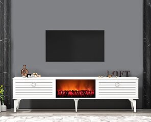 TV stalas Arona Fireplace - White kaina ir informacija | TV staliukai | pigu.lt