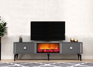 TV stalas Doruk Fireplace - Anthracite, Silver kaina ir informacija | TV staliukai | pigu.lt